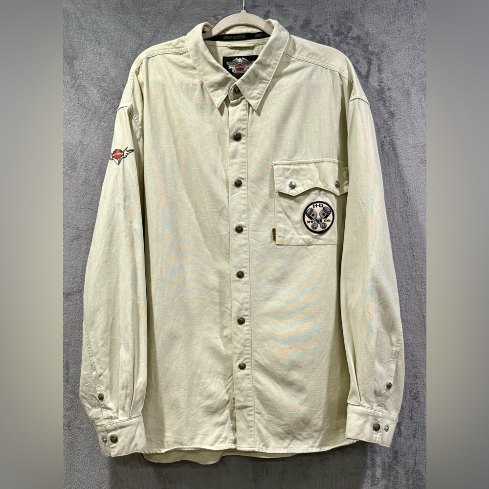 Harley Davidson Long Sleeve Shirt Harley Logo Snap Button Size 3XL Motorcycle